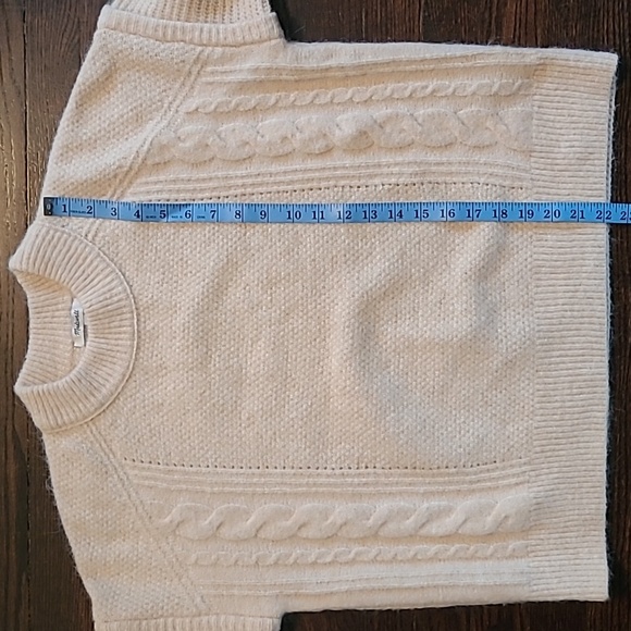 Madewell Havener Crewneck Cable Knit Oversized Boxy  Sweater Cream Wool Alpaca S - Picture 14 of 15